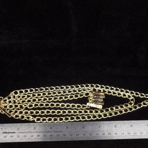 Vintage Juicy Couture Necklace Chunky 3 Row Clear Crystals Gold-tone Y2K Rare - Picture 9 of 10